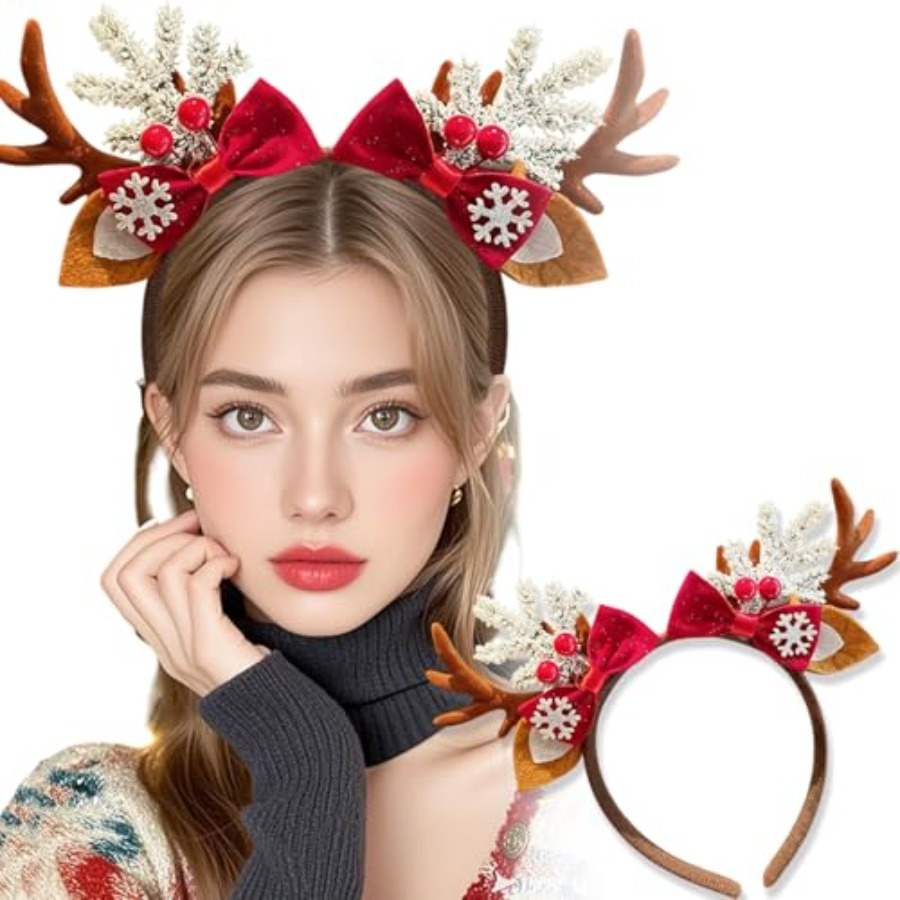 Reindeer Antlers Headband - Joli serre-tête de Noël pour femmes,