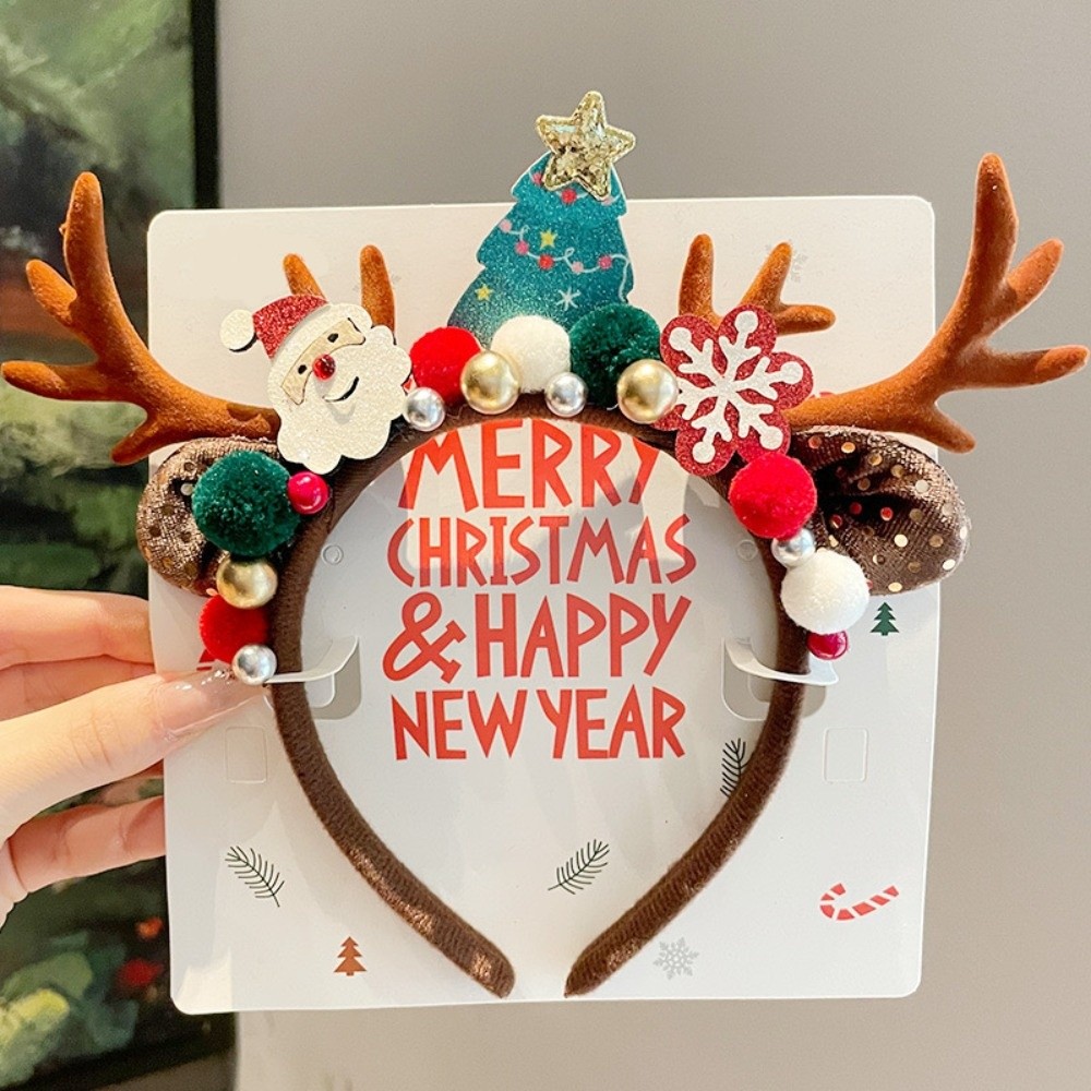 Reindeer Antlers Headband - Joli serre-tête en velours rouge avec